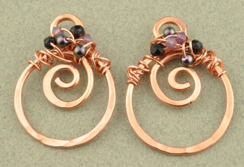 Tracy Stanley's Let's Dance Earrings - , Contemporary Wire Jewelry, Coiling, Coiling Wire, Wire Coiling, Loops, Wire Loop, Wrapped Wire Loop, Spirals, Wire Spiral, Spiral Wire Wrap, Oxidizing Wire, Oxidizing, Antiquing Wire, Antiquing, Wire Wrapping, Wrapping, Wire Wrapping Jewelry, oxidize and polish